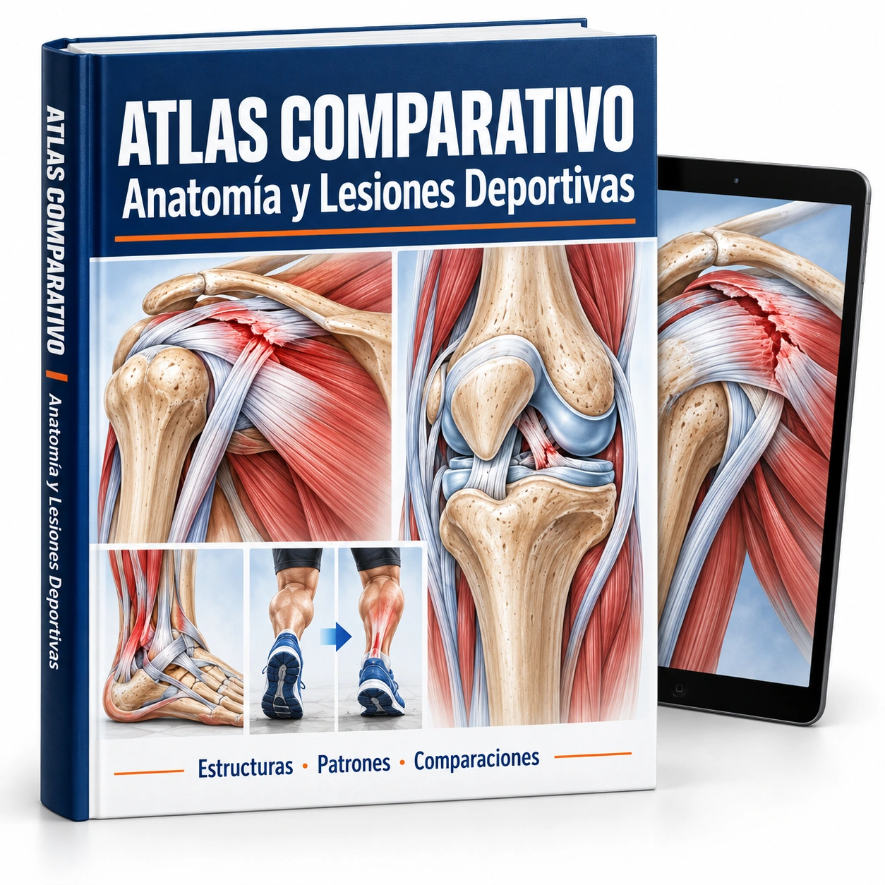 Mockup ilustrativo del recurso digital Atlas Comparativo de Anatomía y Lesiones Deportivas