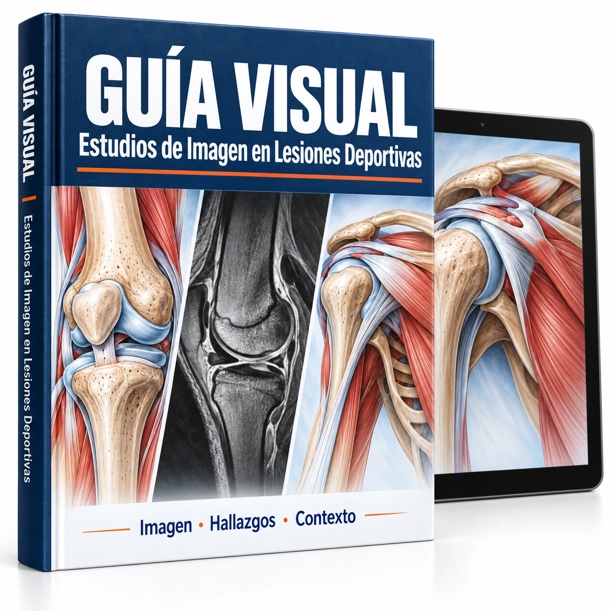 Mockup ilustrativo del recurso digital Guía Visual de Estudios de Imagen en Lesiones Deportivas